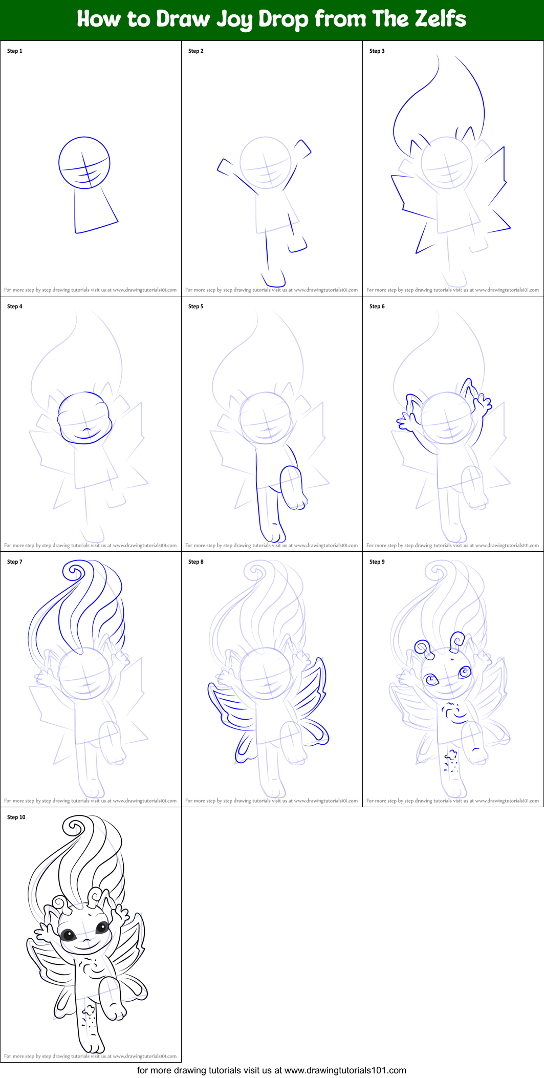 How to Draw Joy Drop from The Zelfs Printable Step by Step