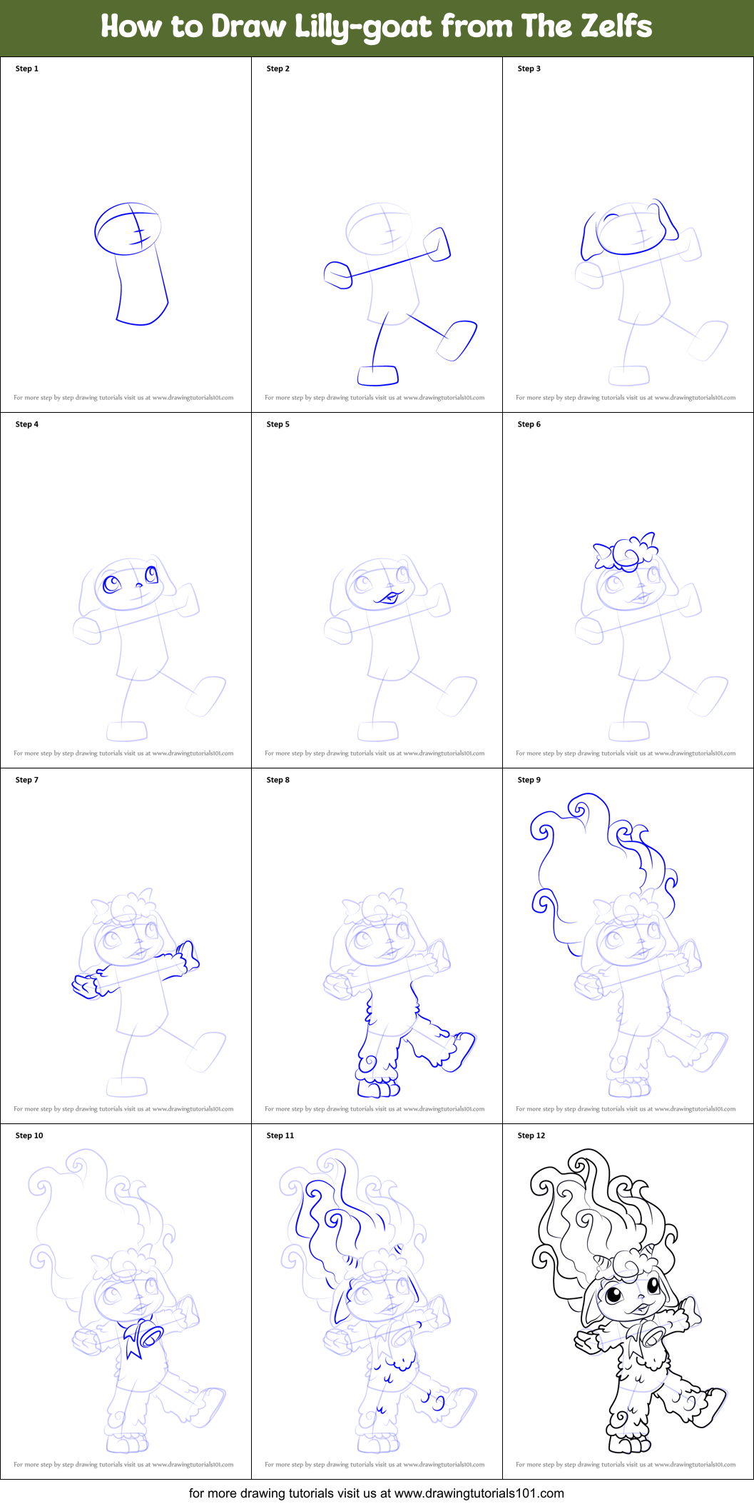 How to Draw Lilly-goat from The Zelfs printable step by step drawing ...