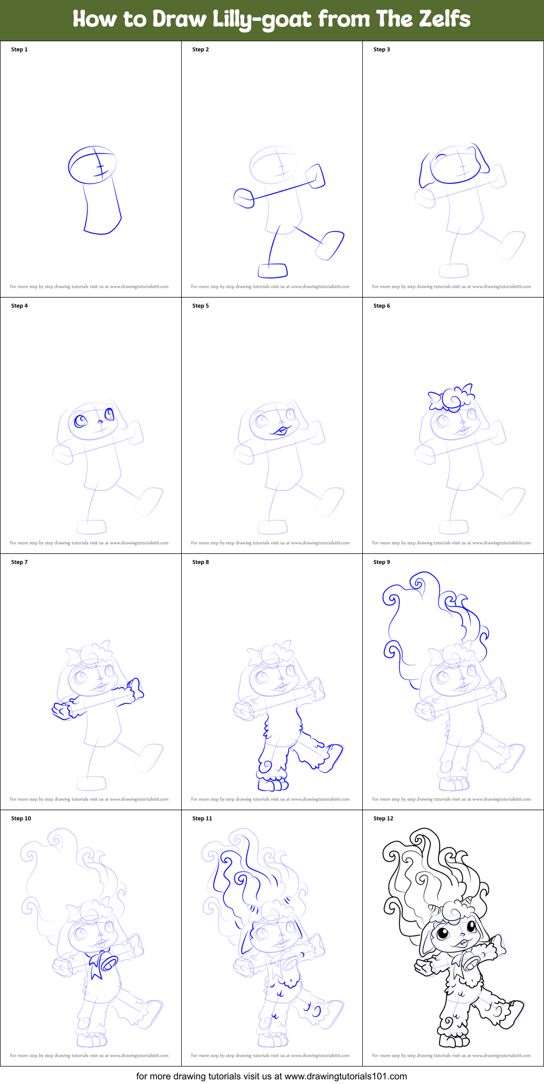 How to Draw Lilly-goat from The Zelfs Printable Step by Step