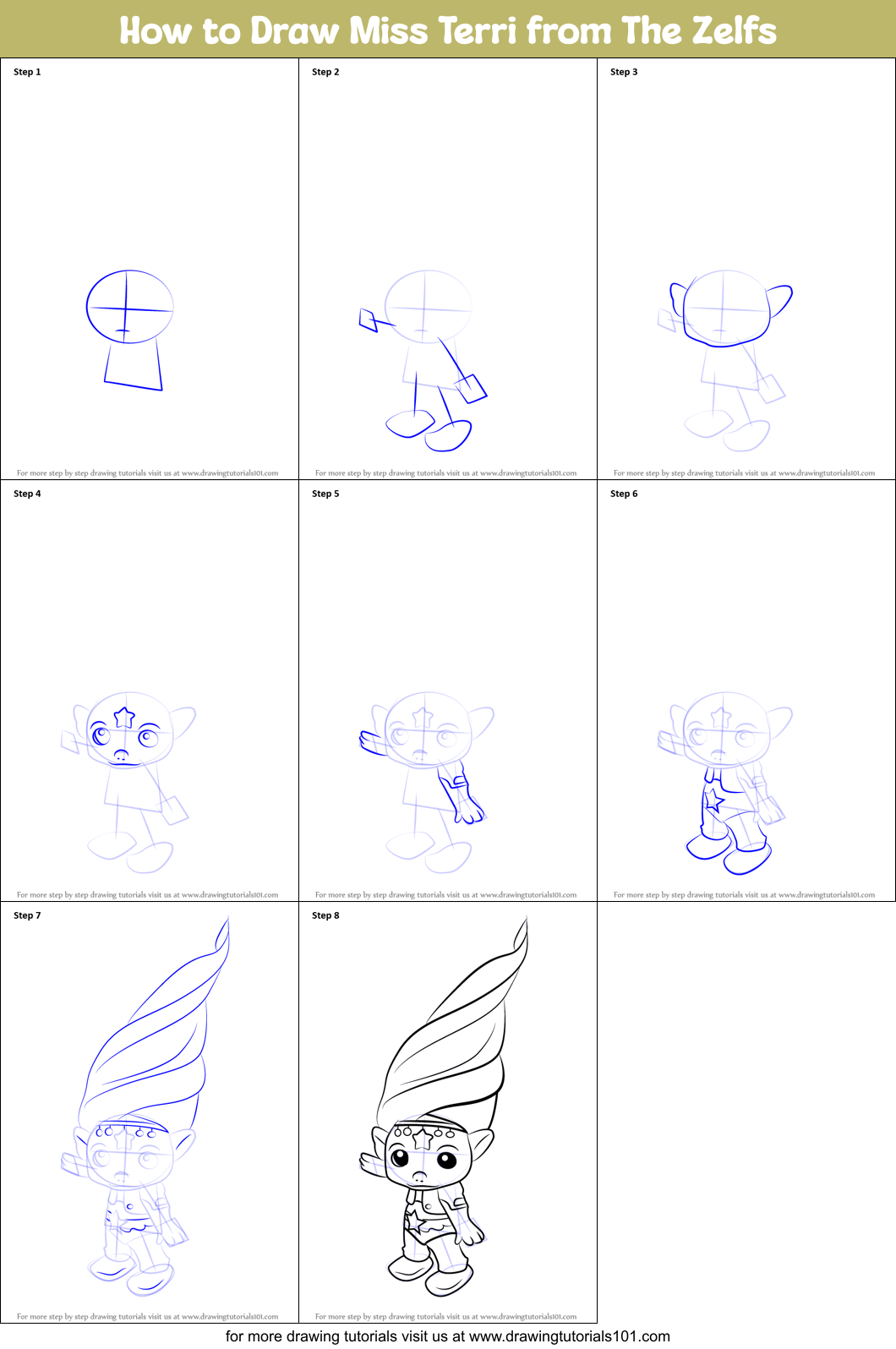 How to Draw Miss Terri from The Zelfs Printable Step by Step