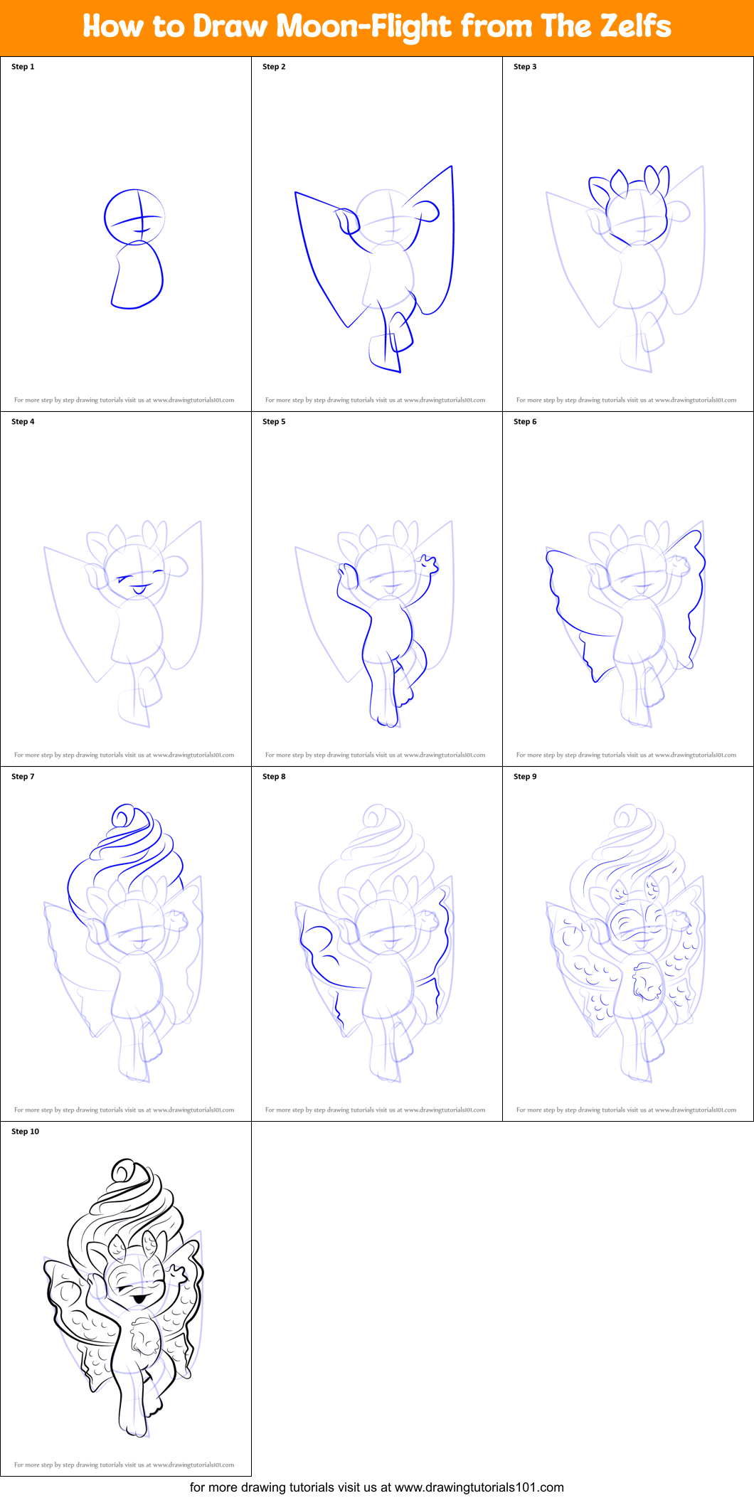 How to Draw Moon-Flight from The Zelfs Printable Step by Step
