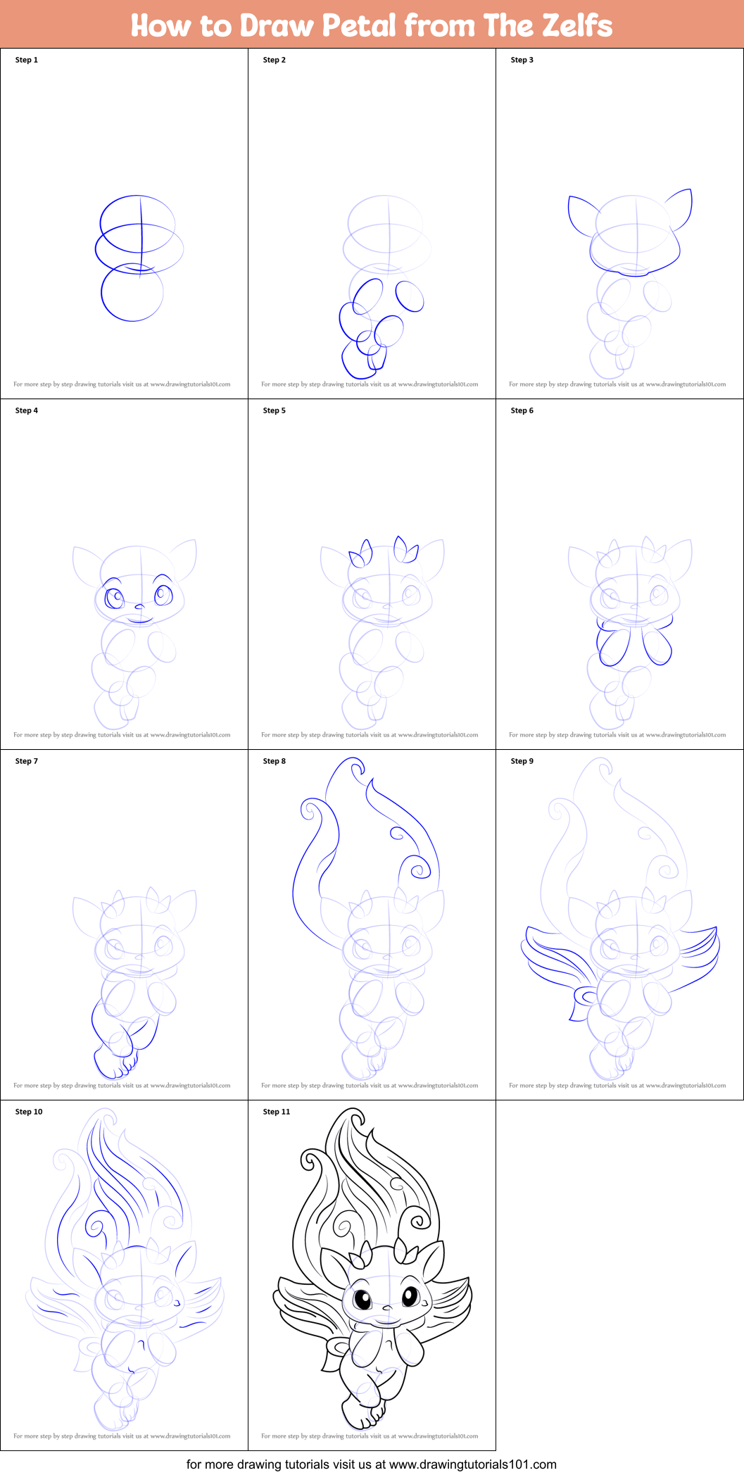 How to Draw Petal from The Zelfs Printable Step by Step