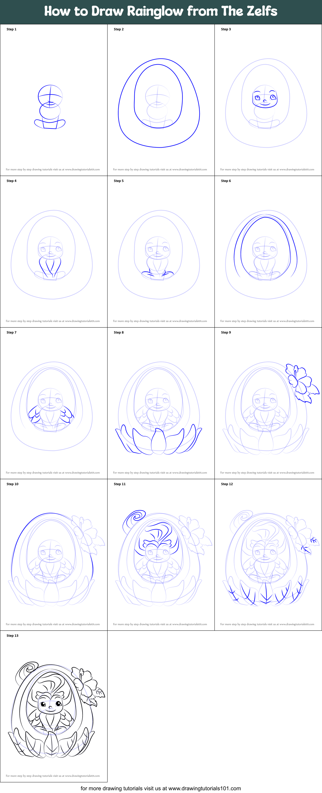How to Draw Rainglow from The Zelfs Printable Step by Step