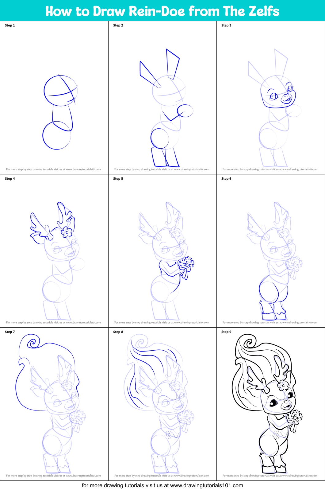 How to Draw Rein-Doe from The Zelfs Printable Step by Step