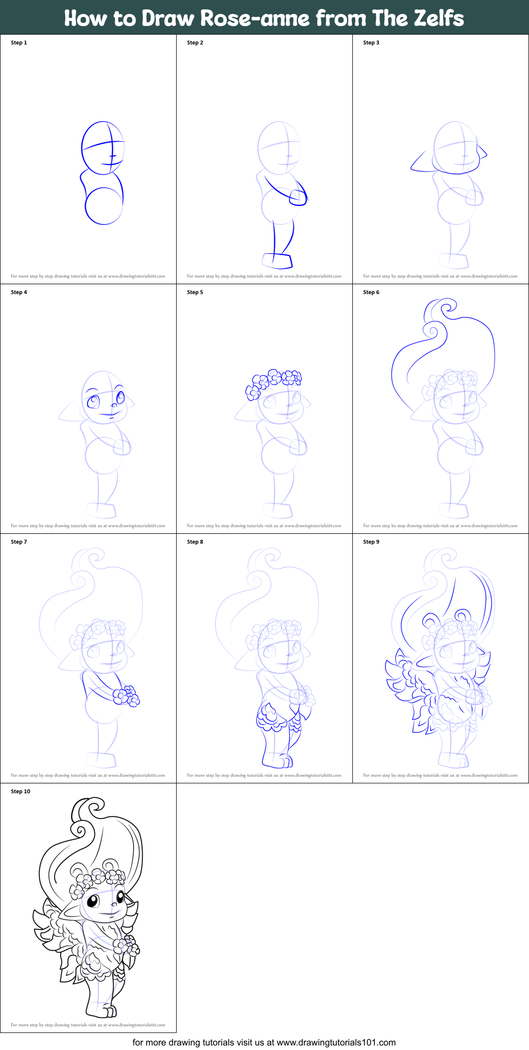 How to Draw Rose-anne from The Zelfs Printable Step by Step