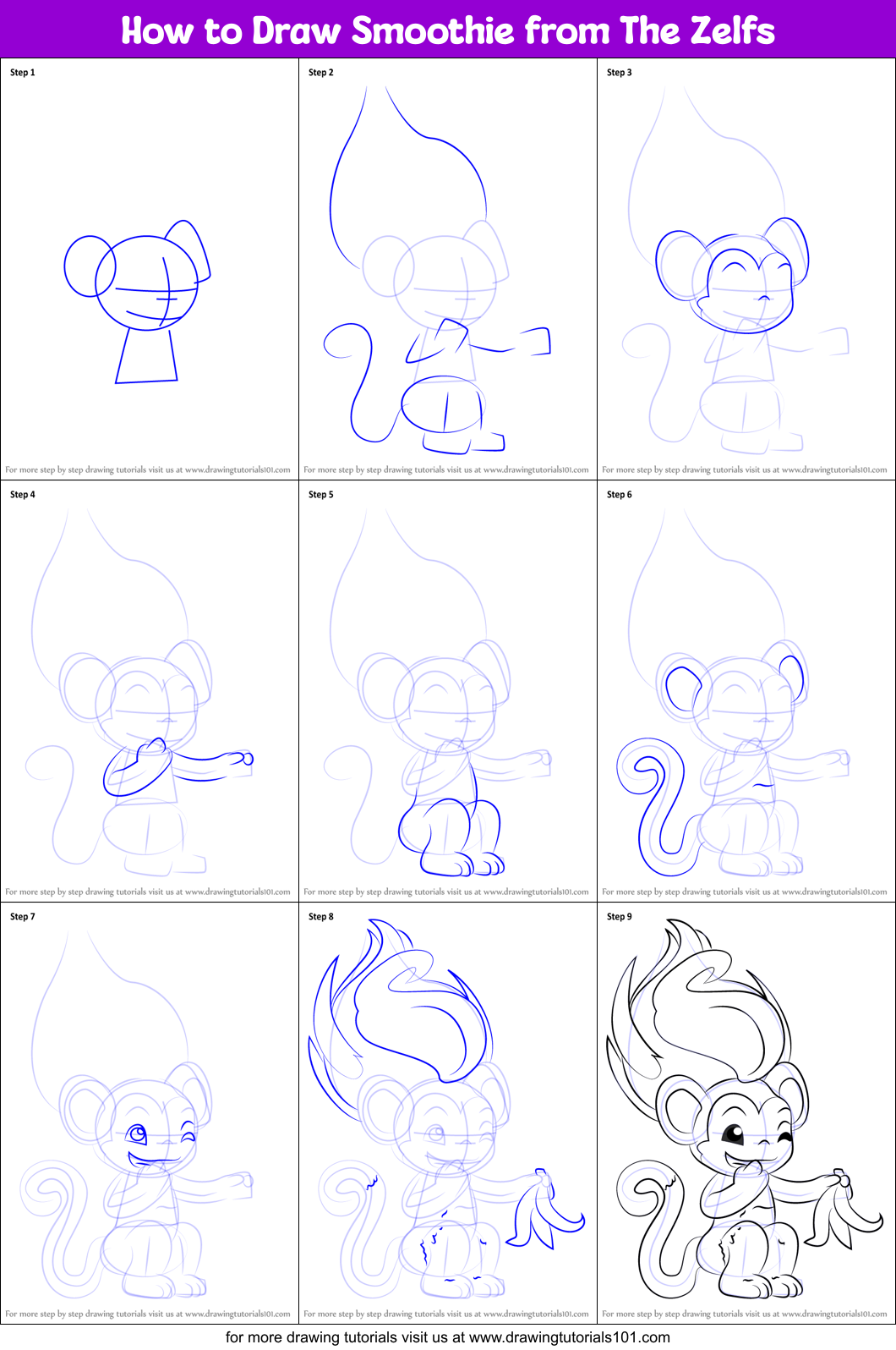 How to Draw Smoothie from The Zelfs Printable Step by Step