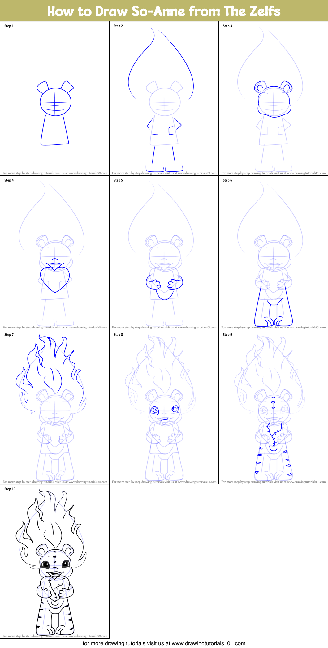 How to Draw So-Anne from The Zelfs Printable Step by Step