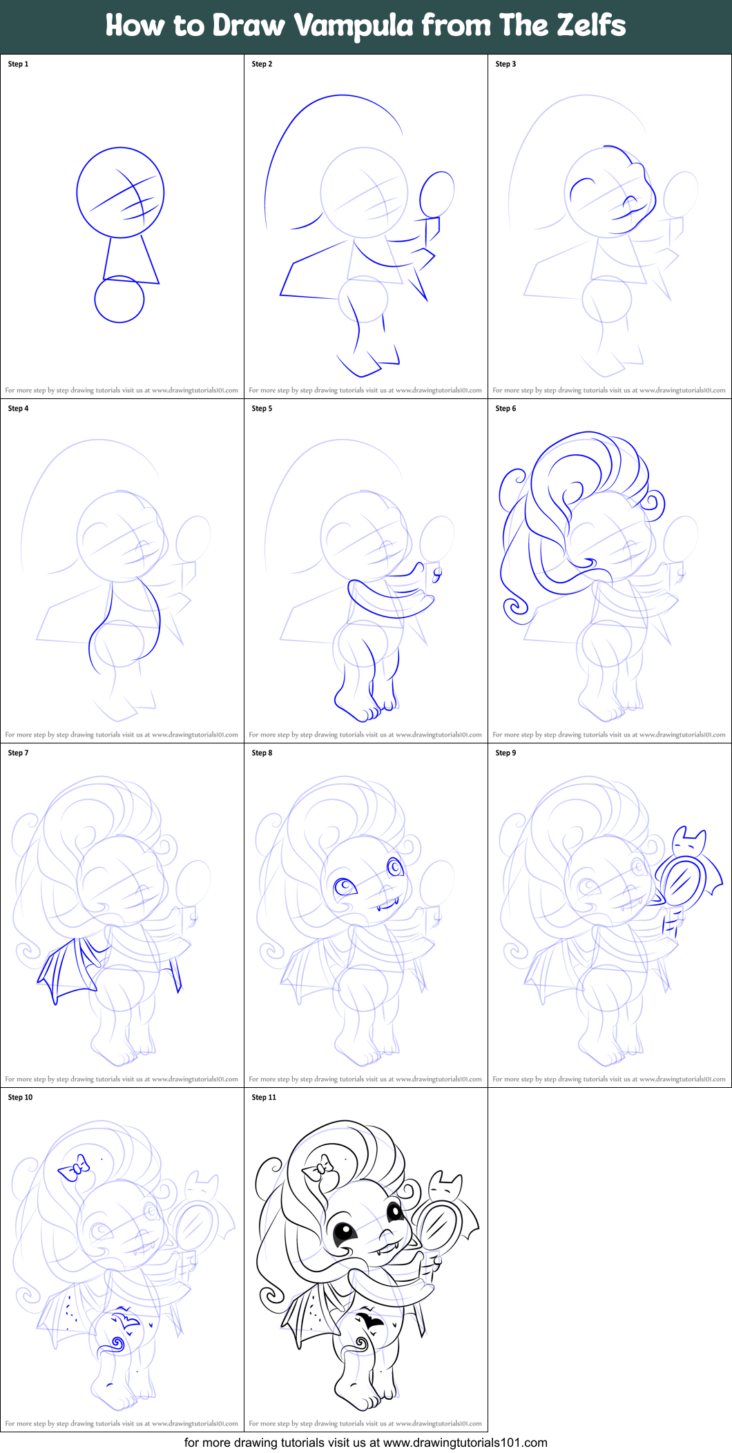 How to Draw Vampula from The Zelfs Printable Step by Step