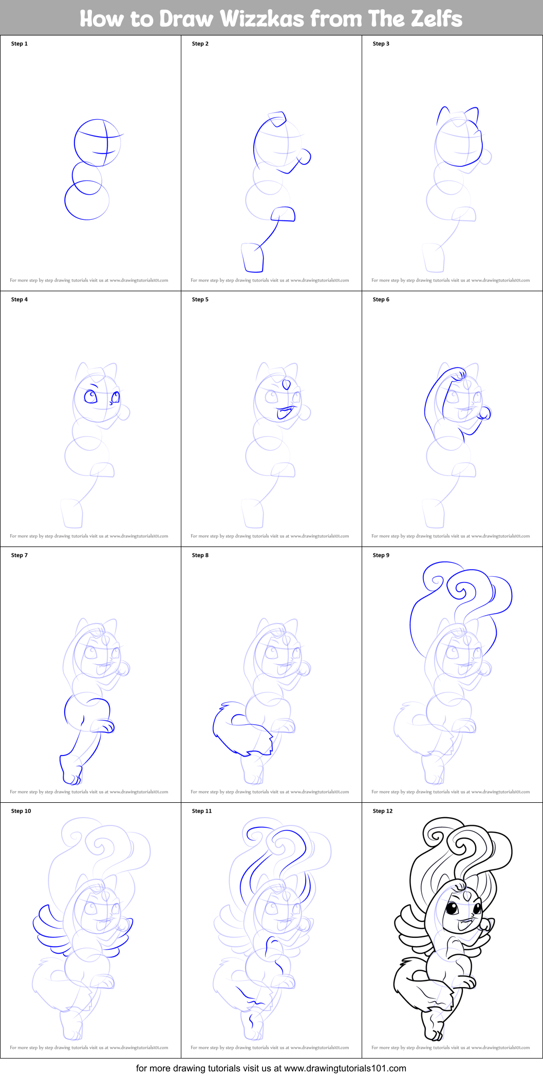 How to Draw Wizzkas from The Zelfs Printable Step by Step