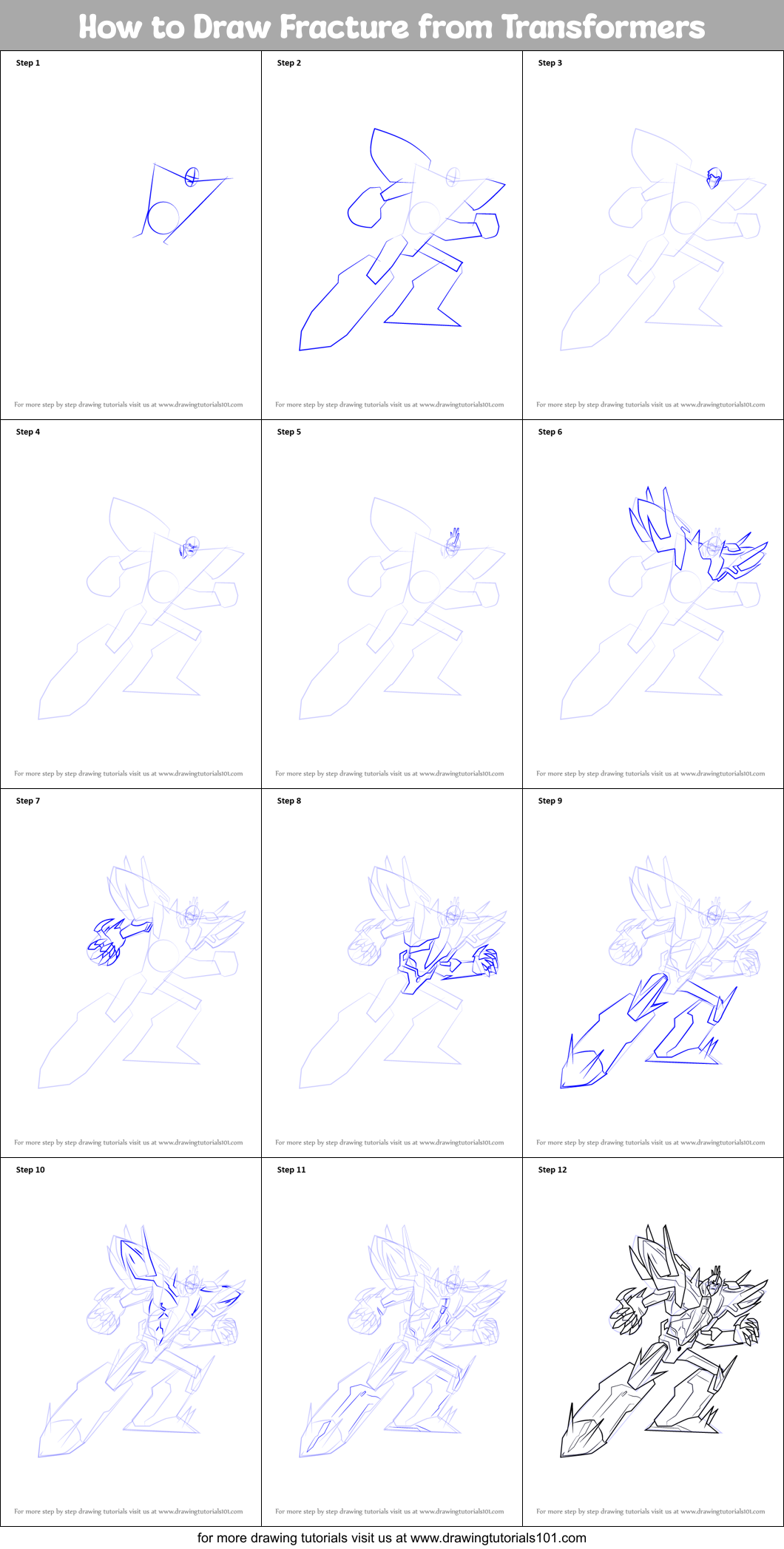 How to Draw Fracture from Transformers Printable Step by Step
