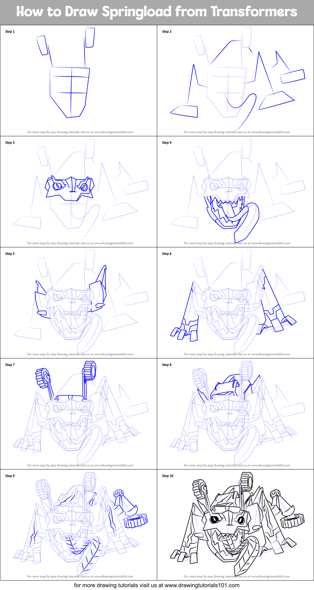 How to Draw Springload from Transformers Printable Step by Step