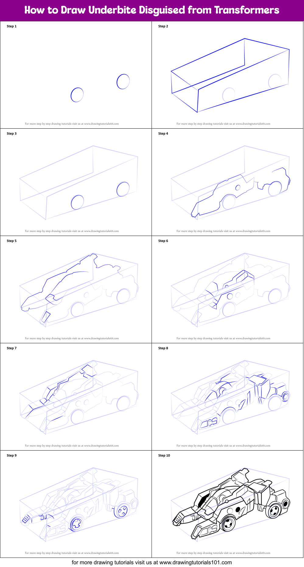 How to Draw Underbite Disguised from Transformers Printable Step by Step