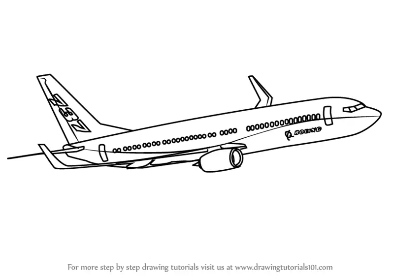 Learn How to Draw a Boeing 737 (Airplanes) Step by Step : Drawing Tutorials