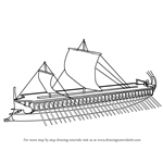 How to Draw Greek Trireme Ship