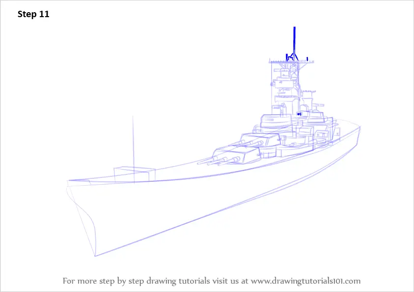Learn How to Draw USS Missouri aka Big Mo (Battleships) Step by Step