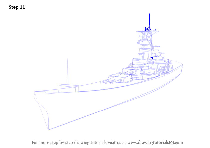 Learn How to Draw USS Missouri aka Big Mo (Battleships) Step by Step