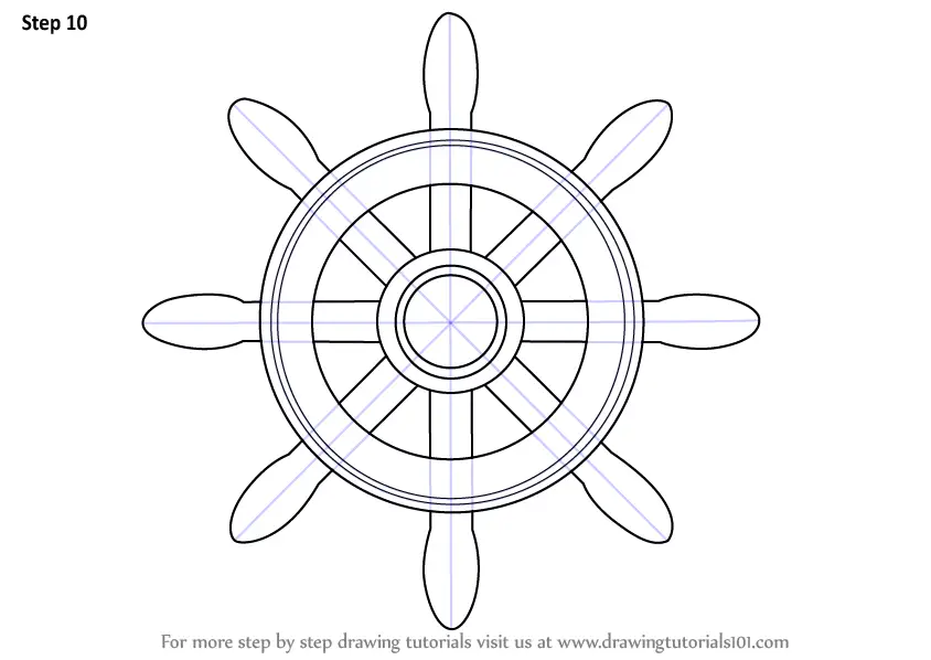 Learn How to Draw a Boat Wheel (Boats and Ships) Step by 