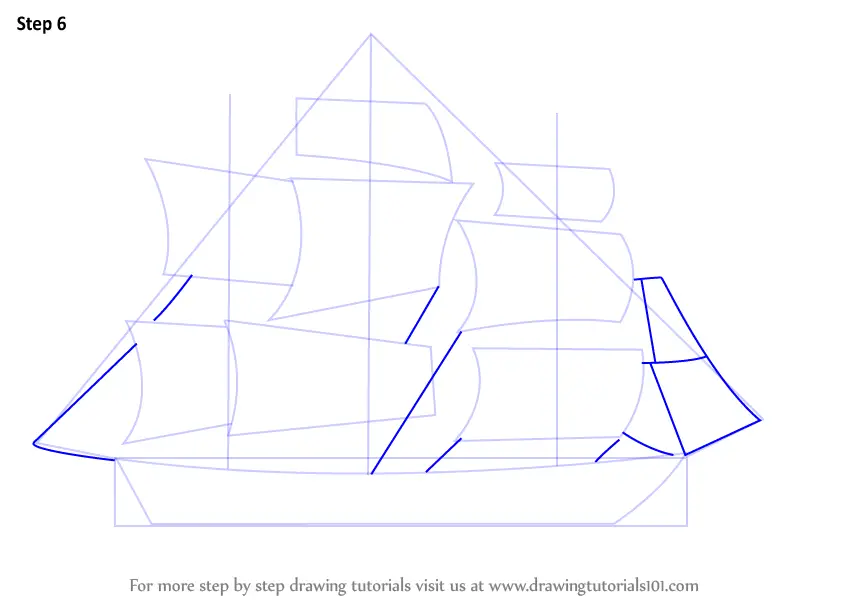 Step by Step How to Draw a Ship for Kids : DrawingTutorials101.com