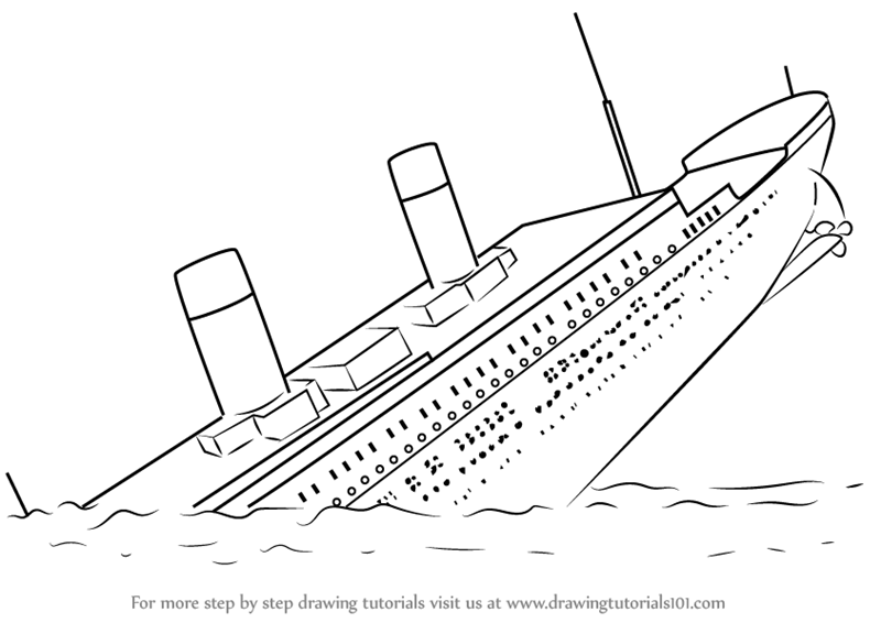 Learn How To Draw Titanic Sinking Boats And Ships Step By