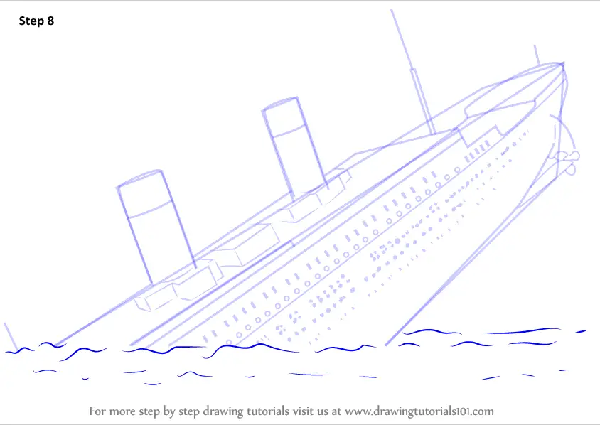 Learn How to Draw Titanic Sinking (Boats and Ships) Step by Step