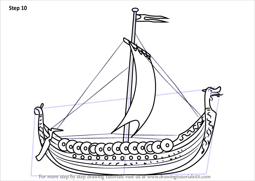 learn how to draw a viking ship boats and ships step by