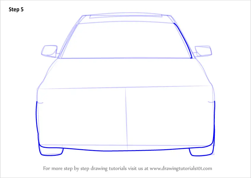 Learn How to Draw Car Front View (Cars) Step by Step : Drawing Tutorials