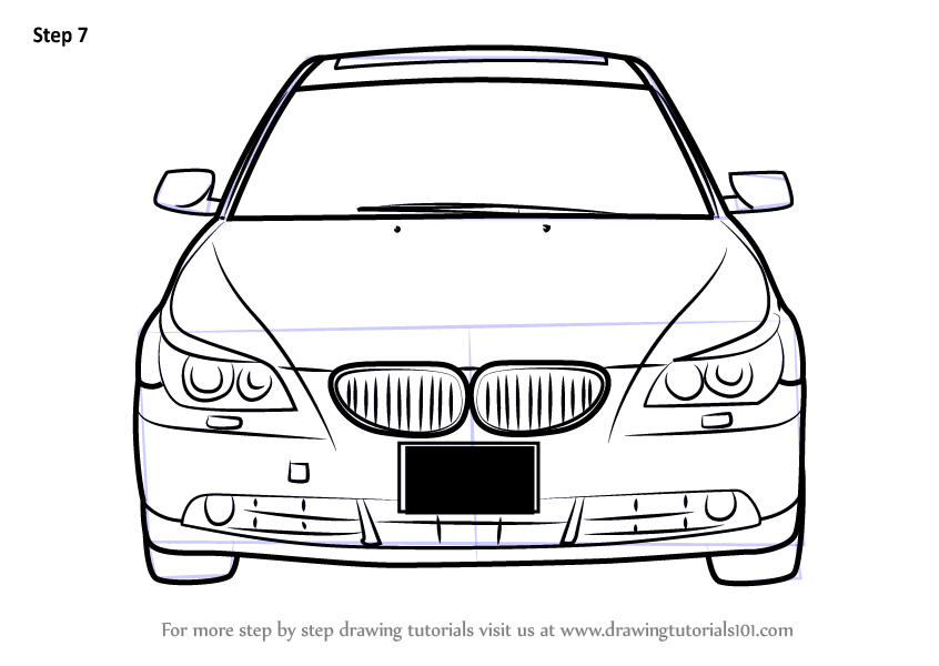 Learn How to Draw Car Front View (Cars) Step by Step : Drawing Tutorials