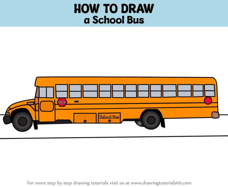 How to Draw a Simple School Bus (Other) Step by Step |  DrawingTutorials101.com
