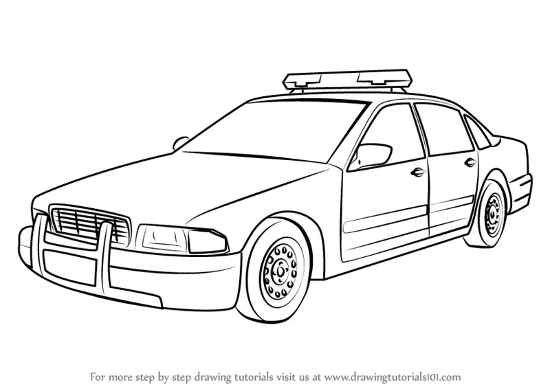 Learn How to Draw a Police Car (Police) Step by Step : Drawing Tutorials