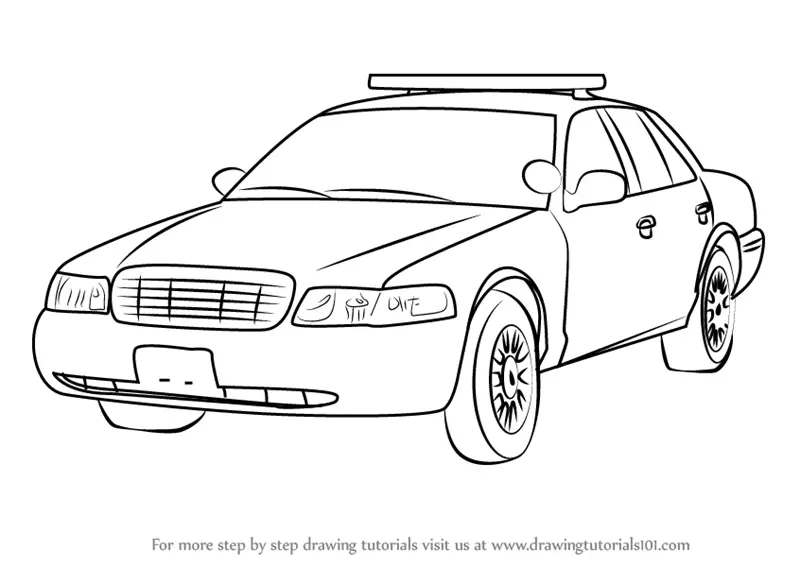 Learn How to Draw Sheriff Car (Police) Step by Step : Drawing Tutorials