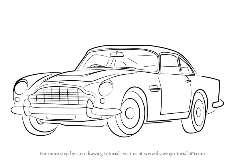 Step by Step How to Draw Aston Martin DB5 aka James Bond Car