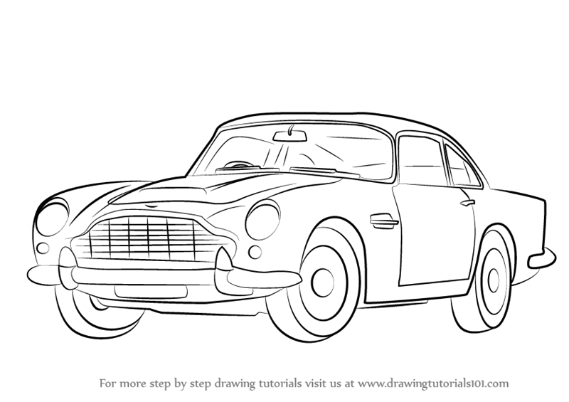 Step by Step How to Draw Aston Martin DB5 aka James Bond Car