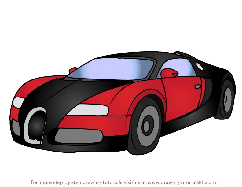 Learn How to Draw a Bugatti Car (Sports Cars) Step by Step : Drawing  Tutorials