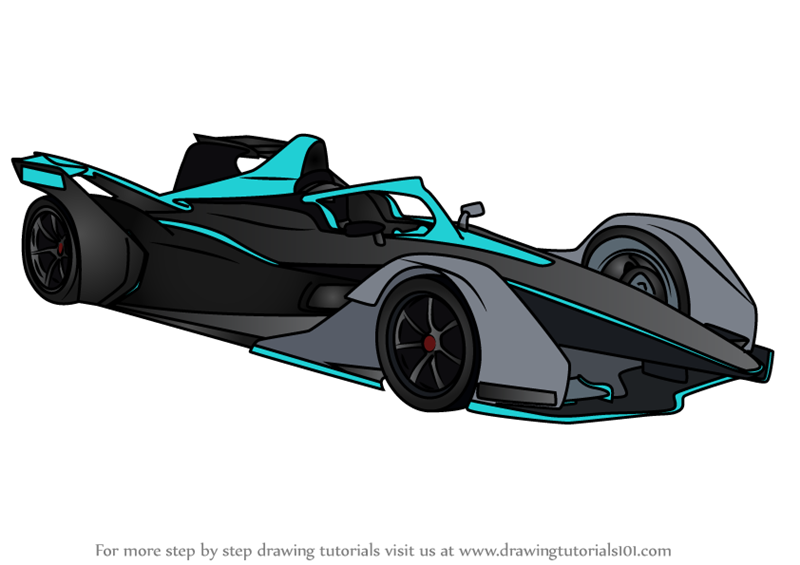 Learn How to Draw Formula E (Sports Cars) Step by Step : Drawing Tutorials