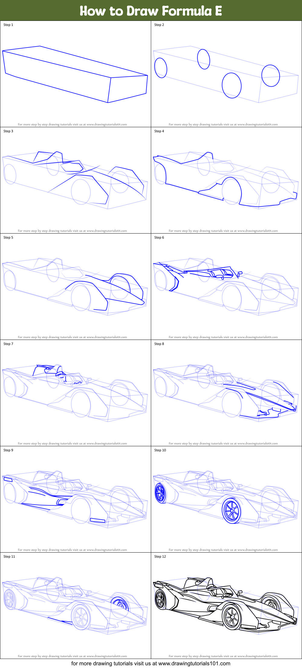 How to Draw Formula E Printable Step by Step