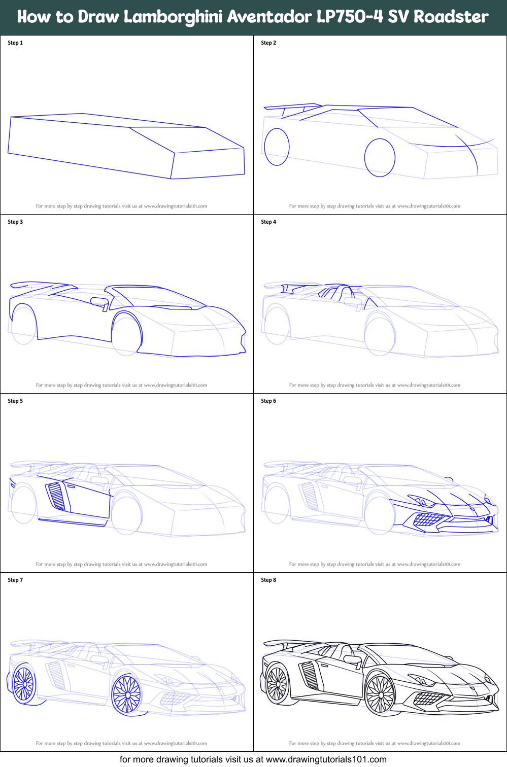 How To Draw Lamborghini Aventador Lp750 4 Sv Roadster