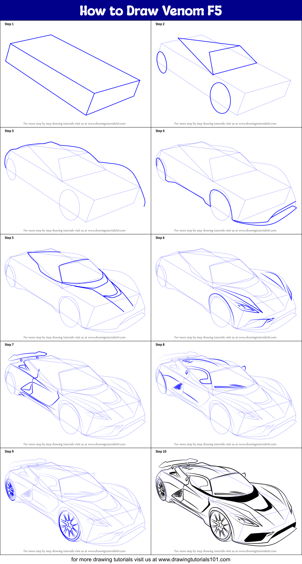 How to Draw Venom F5 printable step by step drawing sheet