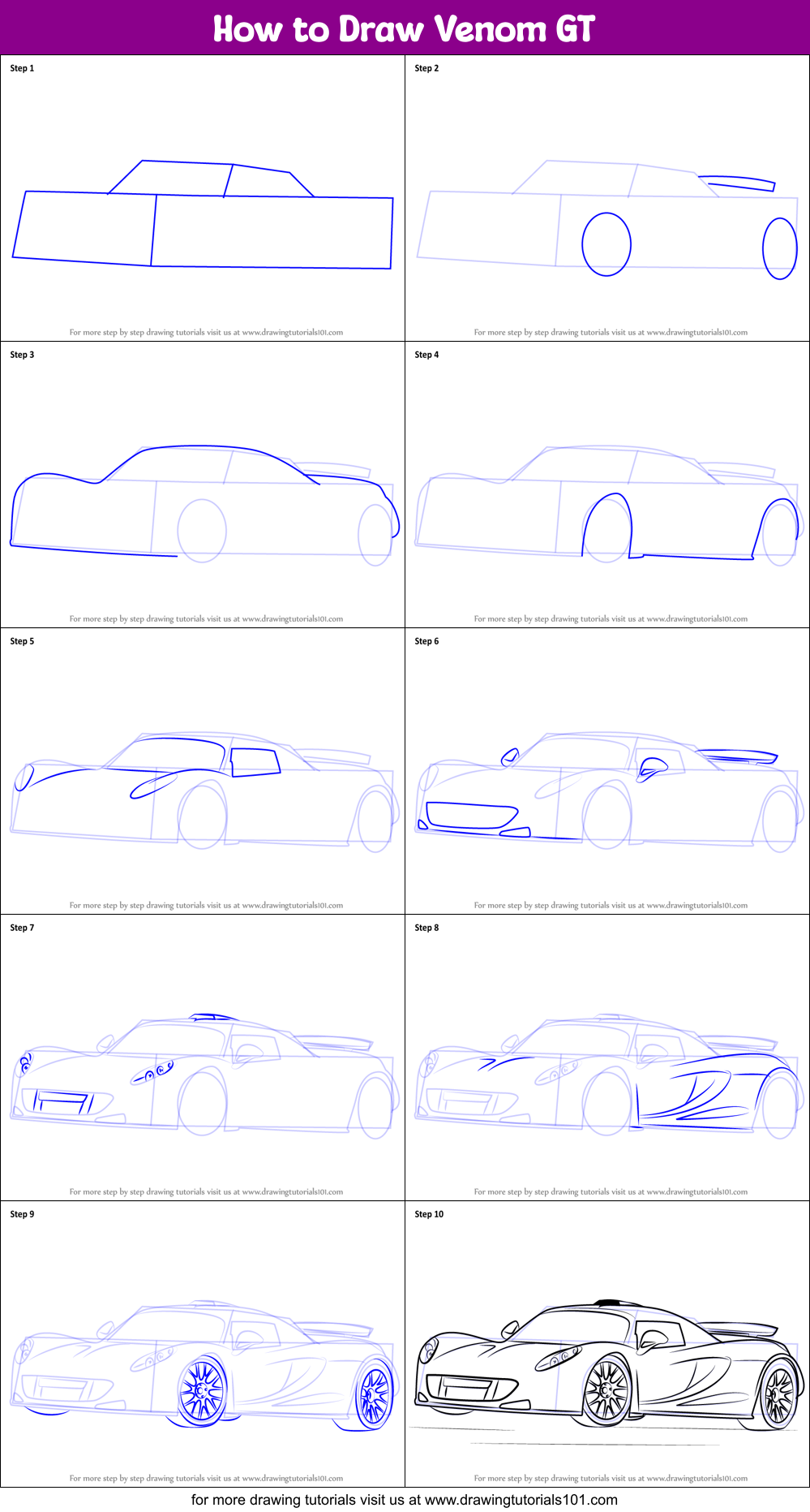 How to Draw Venom GT Printable Step by Step
