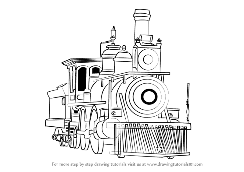 Learn How to Draw Steam Locomotive (Trains) Step by Step : Drawing