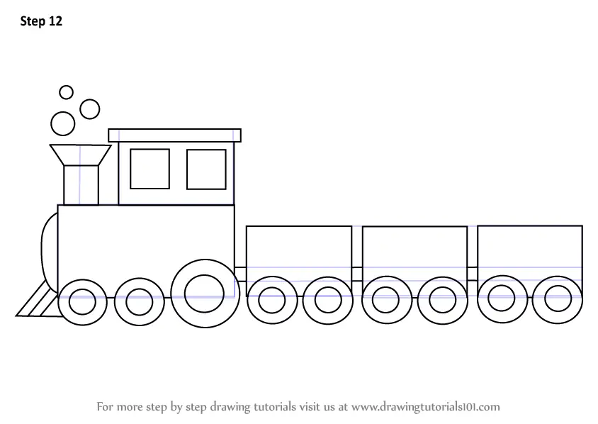 Learn How to Draw a Train for Kids (Trains) Step by Step : Drawing