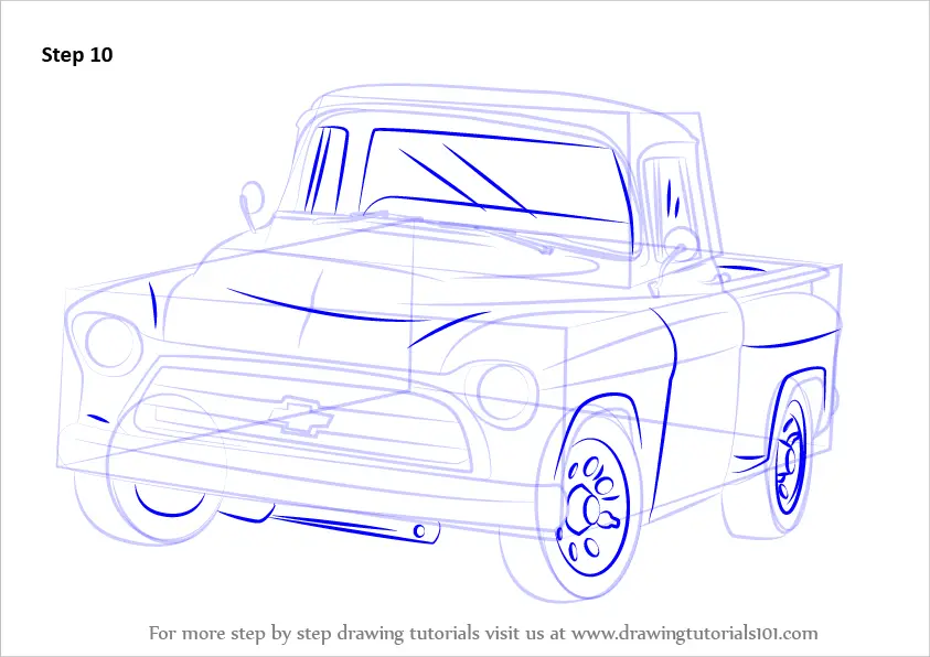 Learn How to Draw a 1955 Chevy Truck (Trucks) Step by Step : Drawing