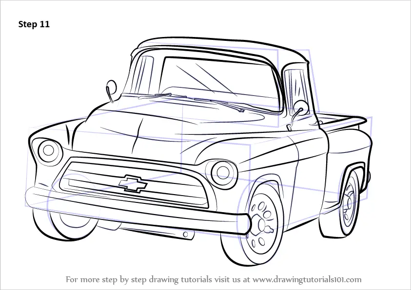 Learn How to Draw a 1955 Chevy Truck (Trucks) Step by Step : Drawing