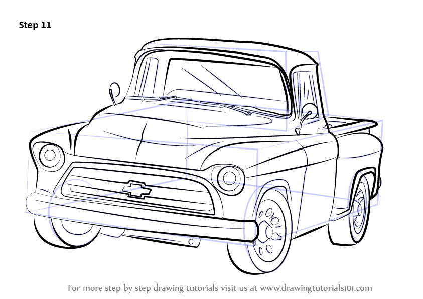 Learn How to Draw a 1955 Chevy Truck (Trucks) Step by Step : Drawing