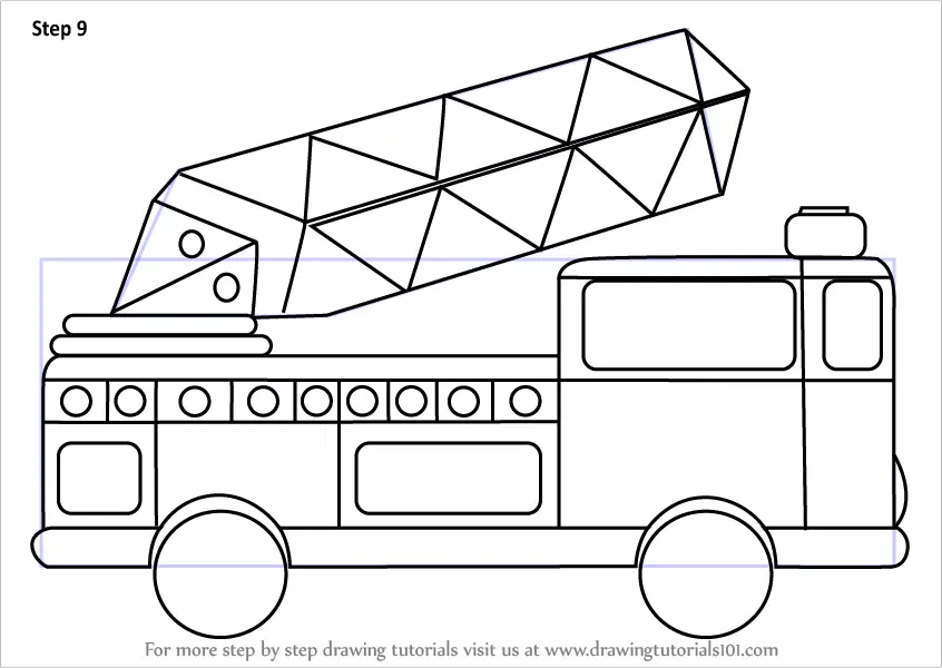 Learn How to Draw Firetruck for Kids (Trucks) Step by Step : Drawing