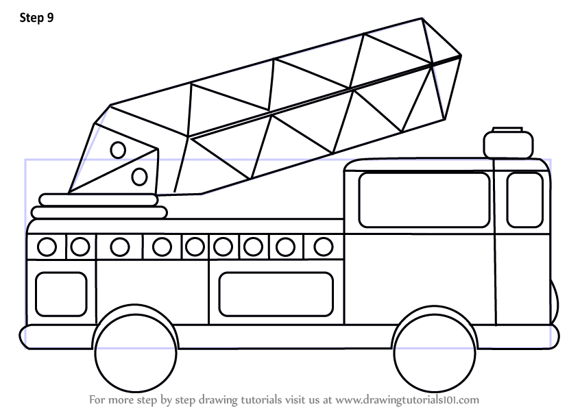 Learn How to Draw Firetruck for Kids (Trucks) Step by Step : Drawing