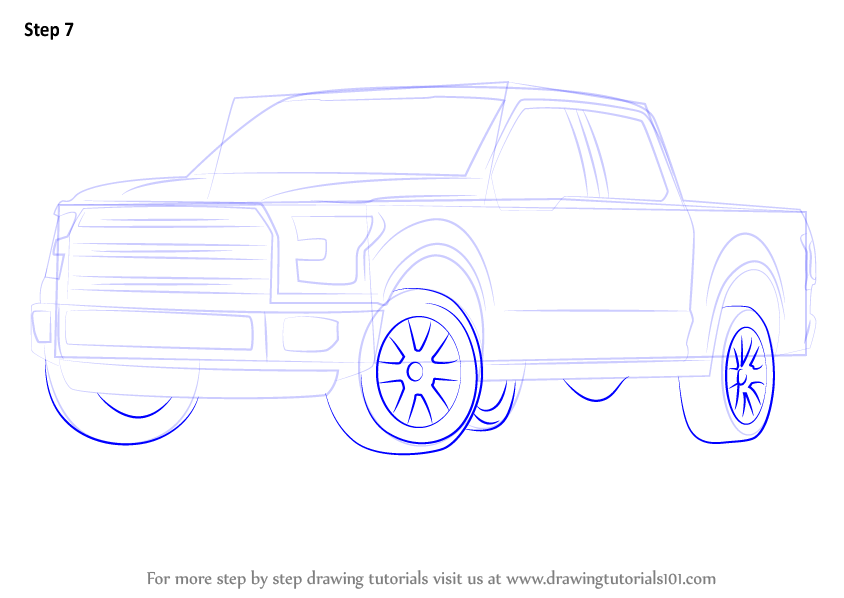 Learn How to Draw Ford F-150 Truck (Trucks) Step by Step : Drawing