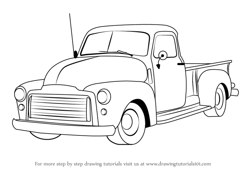 Learn How to Draw a GMC Pickup Truck Trucks Step by Step : Drawing Tutorials