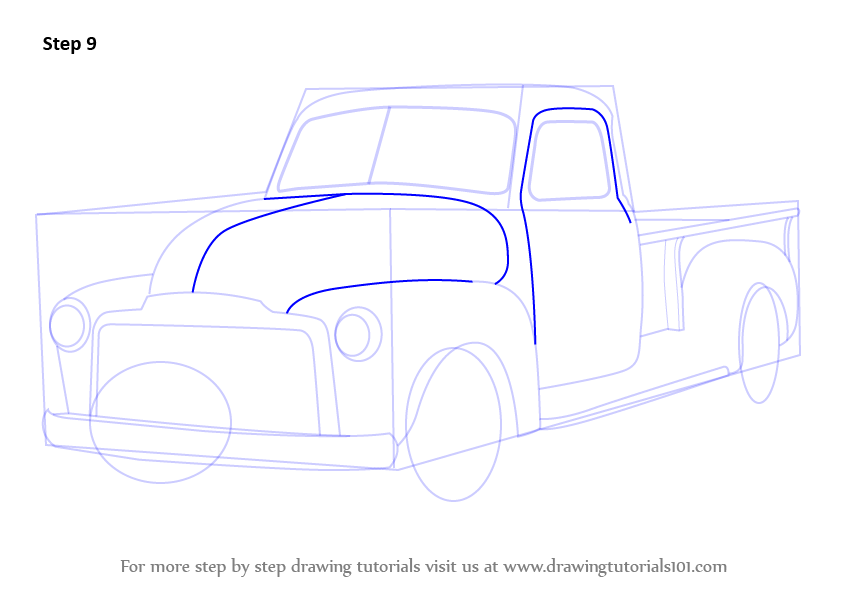 Learn How to Draw a GMC Pickup Truck (Trucks) Step by Step : Drawing