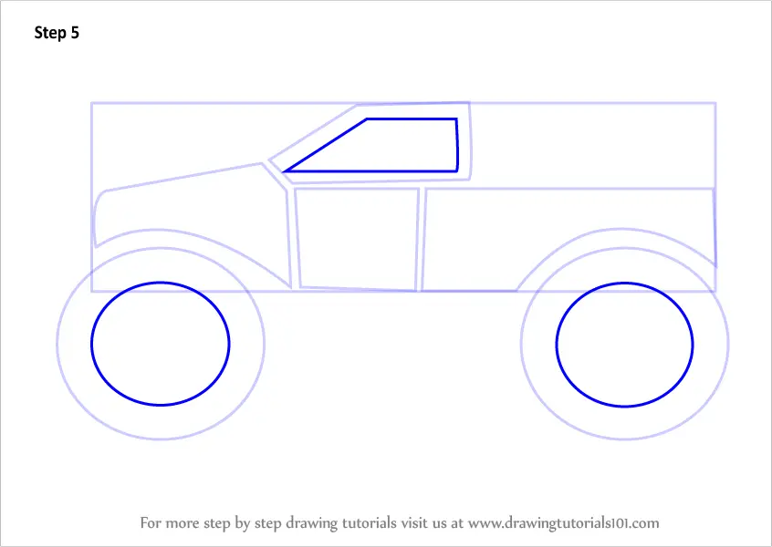 Learn How to Draw a Monster Truck for Kids (Trucks) Step by Step