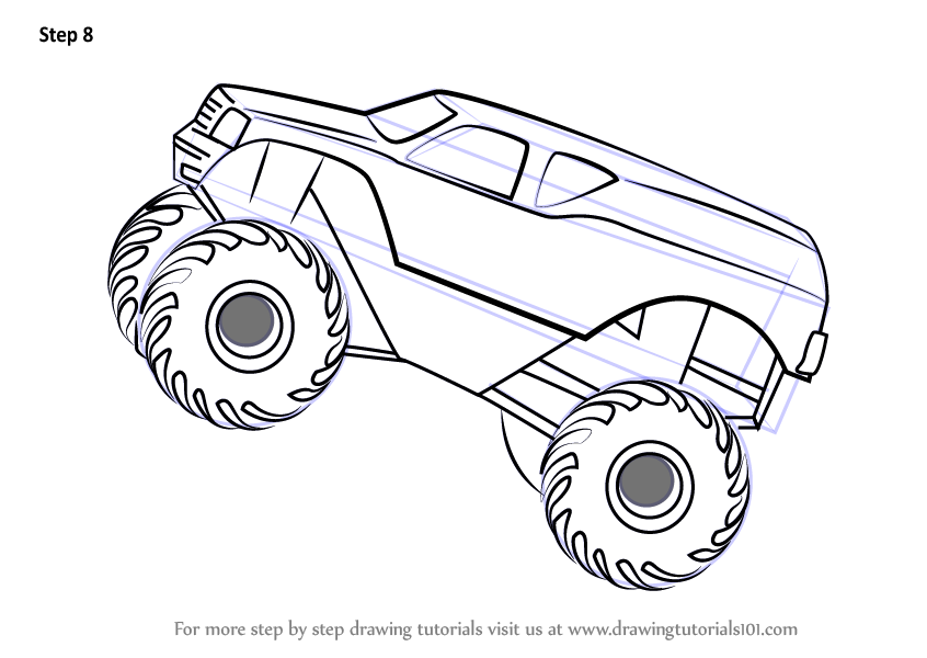 Learn How to Draw MonsterTruck Jump (Trucks) Step by Step : Drawing